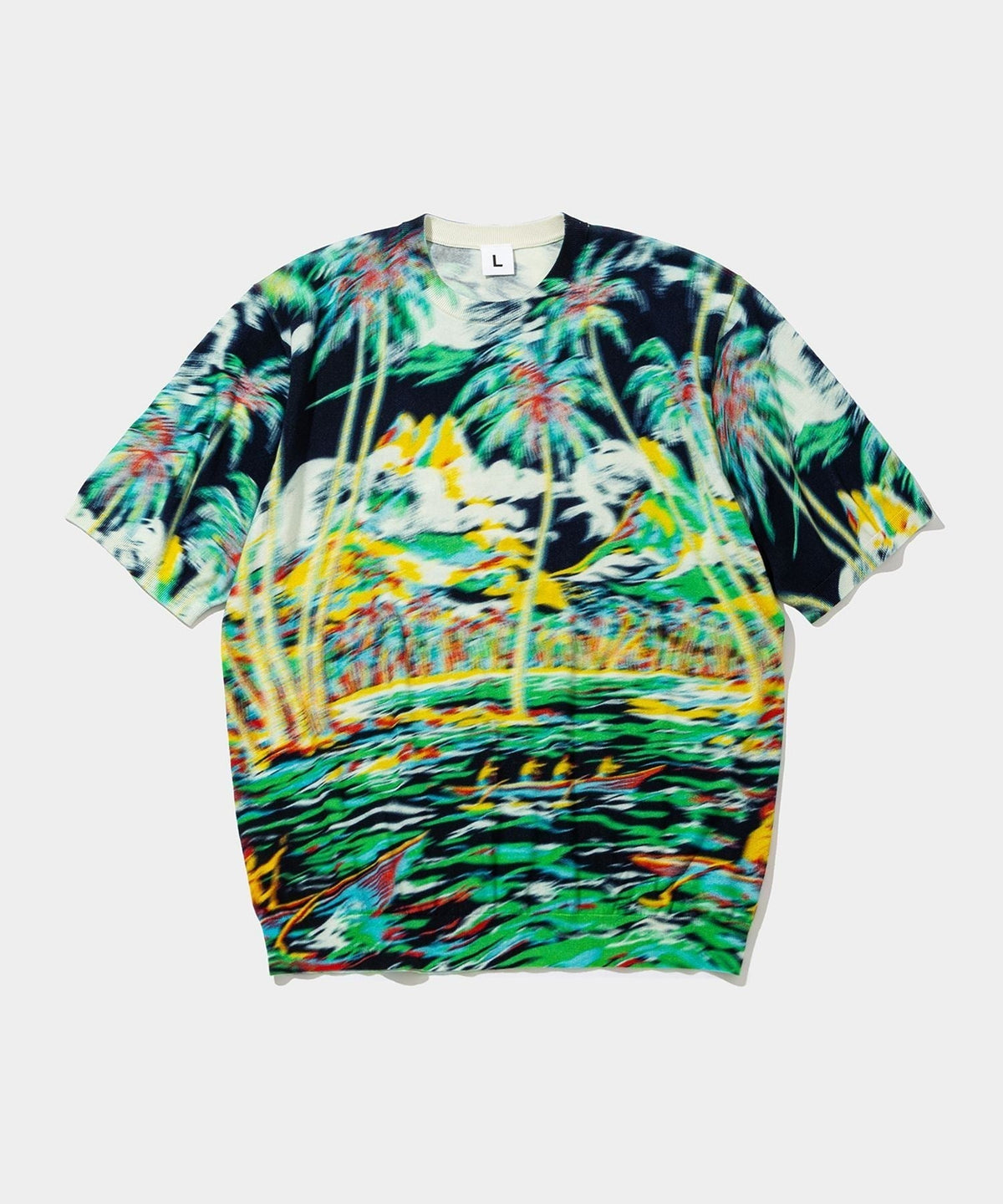 Blurred Cotton H/S Knit PO (palm tree)- V.A. ONLINE STORE