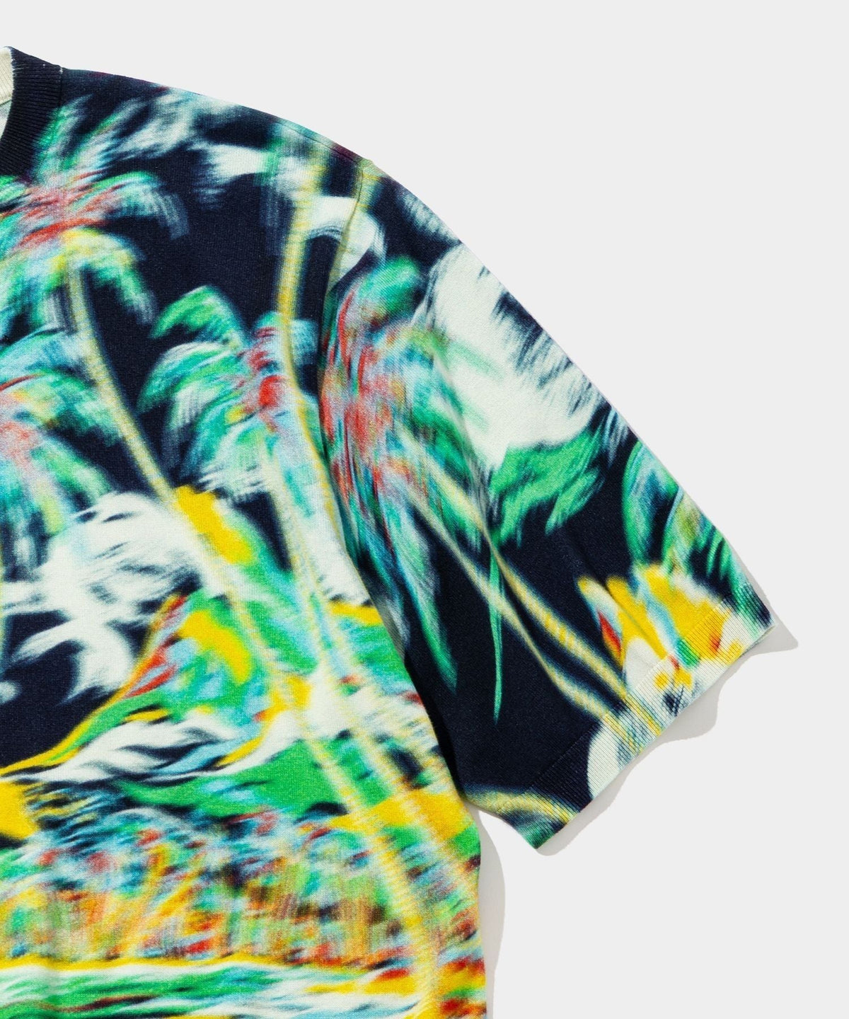 Blurred Cotton H/S Knit PO (palm tree)- V.A. ONLINE STORE