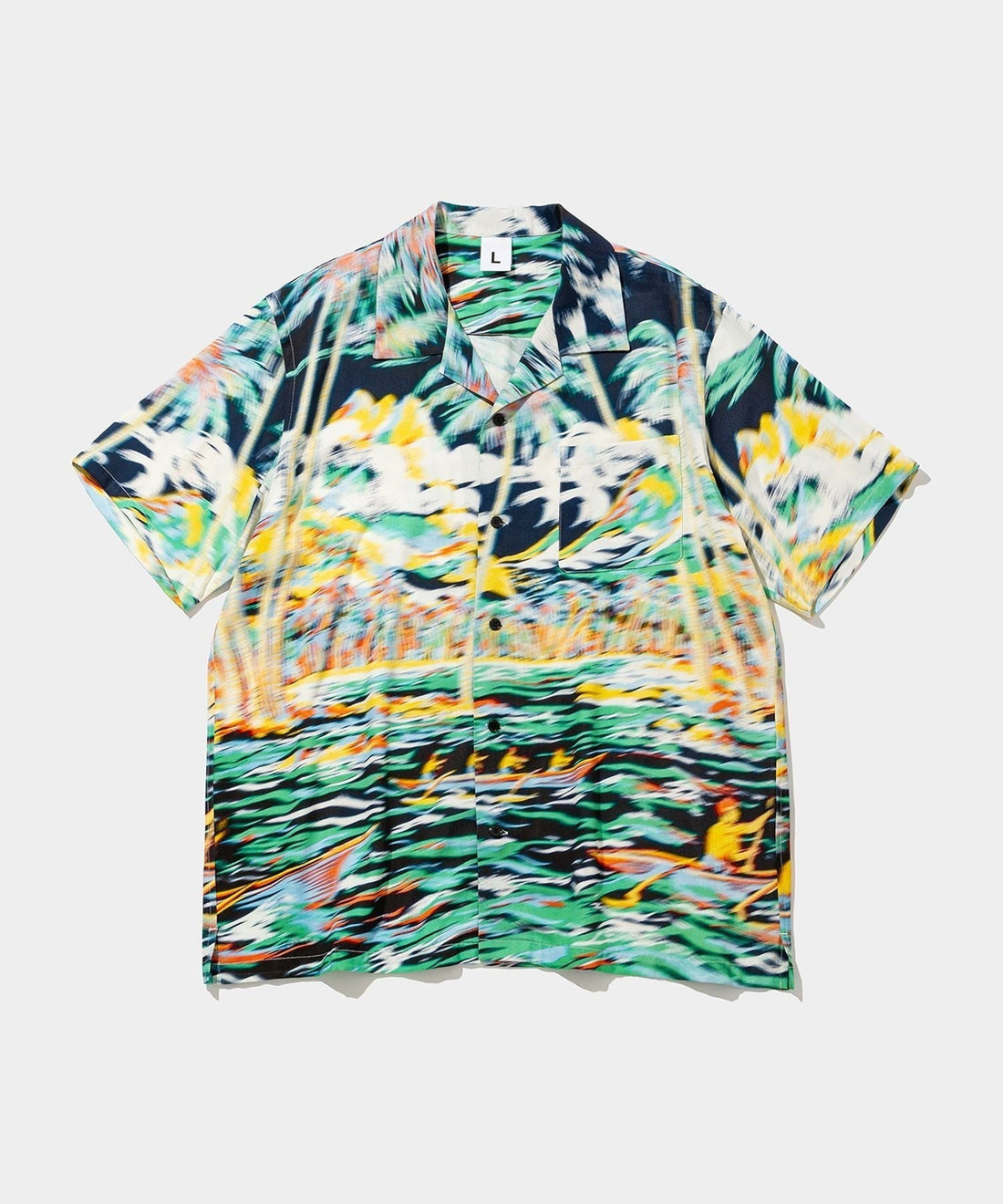 Blurred Rayon Shirts (palm tree)- V.A. ONLINE STORE