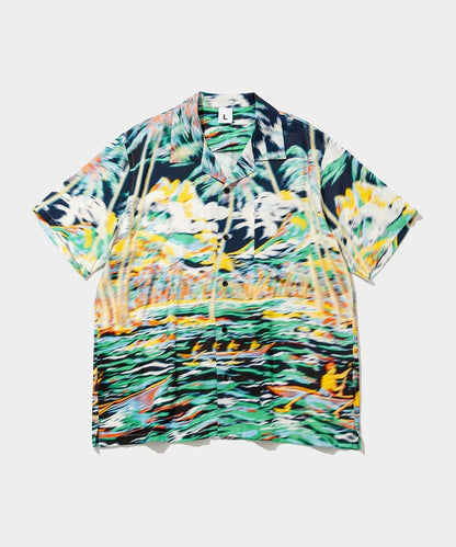 Blurred Rayon Shirts (palm tree)- V.A. ONLINE STORE