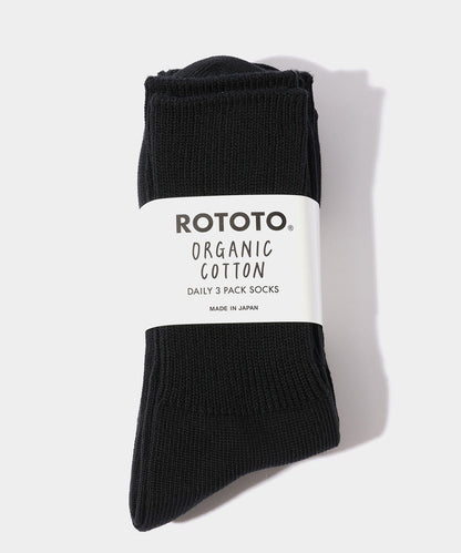 ROTOTO Organic Daily 3 Pack Ribbed  Crew Socks- V.A. ONLINE STORE